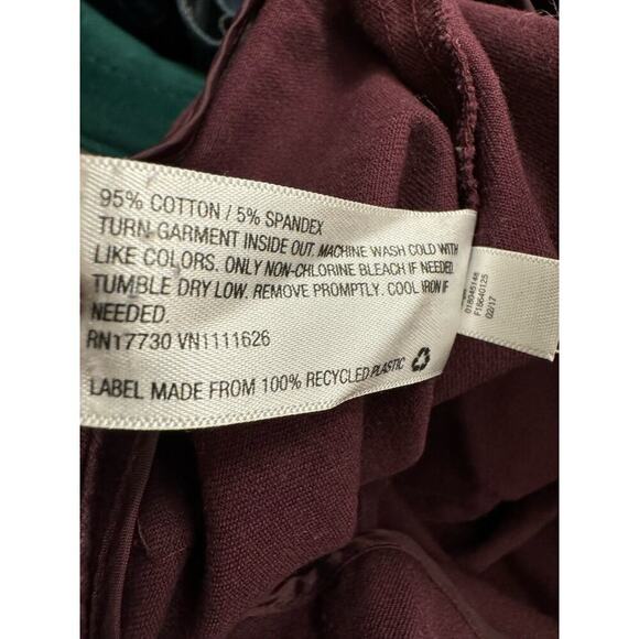 A New Day Burgundy Cotton Cropped Pants Size 8 - Picture 5 of 5